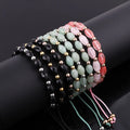 New Design Natural Stone Faceted Rice Oval Shape Agate Rose Quartz Beads Macrame Bracelet Women Jewelry JBS12283