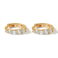 Milskye Delicate Fashion Jewelry Gold Plated Sterling Silver 925 Pave White Crystal Cz Hoop Earrings