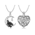Moon & Rose Pendant for Necklace Authentic 925 Sterling Silver Heart Zirconia Pendant for Necklaces Jewelry Women Fine Accessory