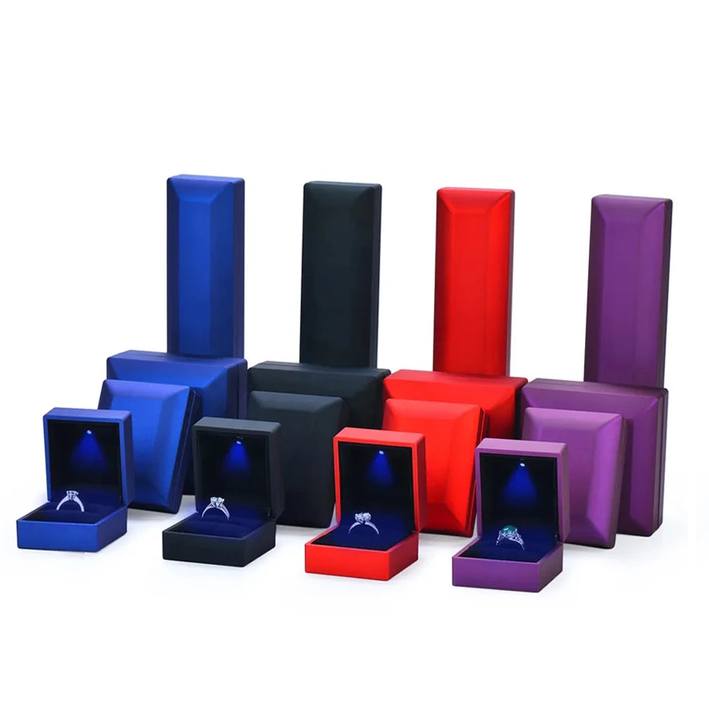 Hot Sale Light Small Jewelry Set Box Storage Display Case Jewelry Box With Led Large Jewelry Gift Box Purple With Lights