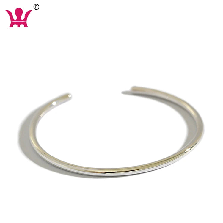 HSH001 S990 Open Wrap Sterling Silver Cuff Bangle Bracelet for Women Fine Bangles