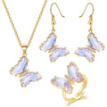 RST New Arrivals Luxury Dainty Women Multicolor Crystal Butterfly Jewelry Set for Wedding Party Gift 14K Gold Plated S541