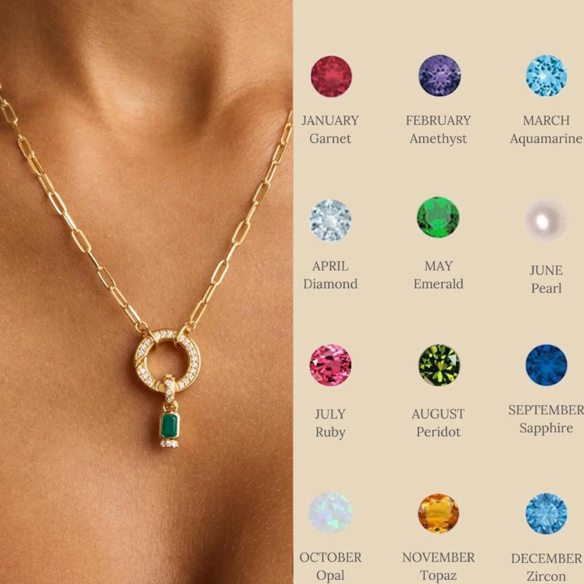December Birthstone Pendant Birthstone with Adjustable Buckle DIY Simple Mother's Day Gift