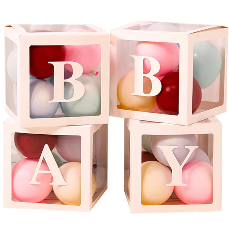 Staraise Transparent PVC Letter Box Custom Name Balloon Box for 1st Birthday Party Decor Durable 30x30x30cm