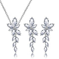 Luxury Fashion Zircon Copper 18k Gold Plated Pendant Necklace and Earrings Jewelry Set for Women