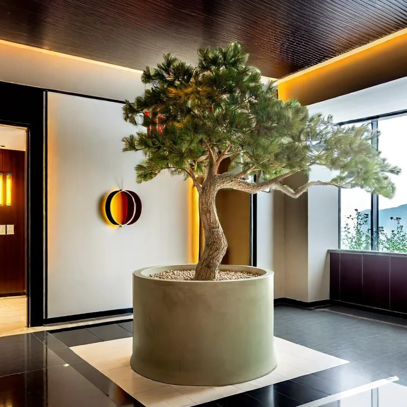 Factory Direct Plastic Luohan Pine Artificial Big Tree for Restaurant Decoration Guest-Greeting Simulation Landscaping
