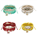 Pulsera Roja De Varias Capas Set 6 Ajustable Joyas De Pulsera De Perlas De Arroz Encanto Para Mujer