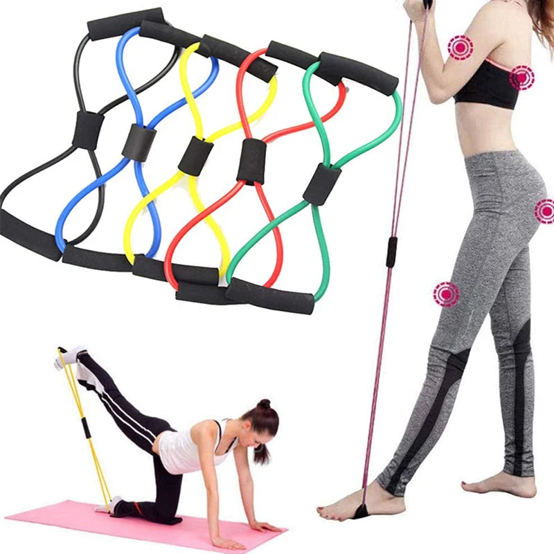 Hot Sale Health Exercise 8-shaped Tension Pull Rope Resistance Fitness Bands