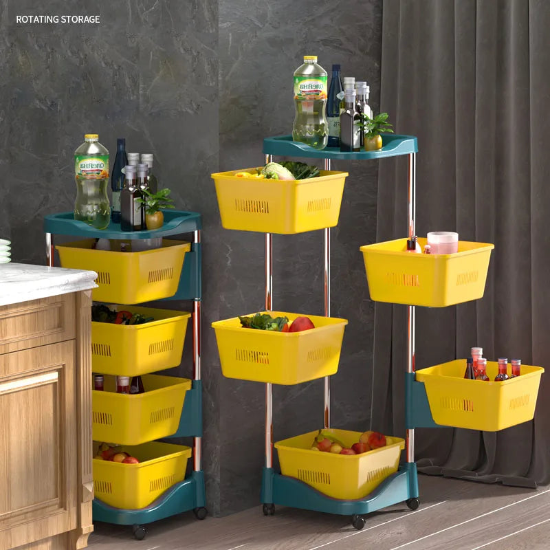 New Design Kitchen Organizer Storage Rack Plastic Vegetable Storage Basket 5 Layer Storage Trolley