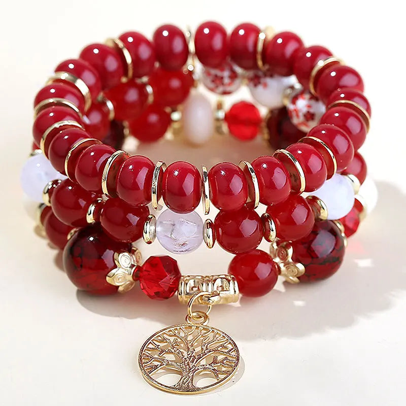 Duyizhao Bohemian Beaded Bracelet Set Women Glass Beads Tree of Life Charm Bracelets Boho Fashion Jewelry Wholesale for Gift
