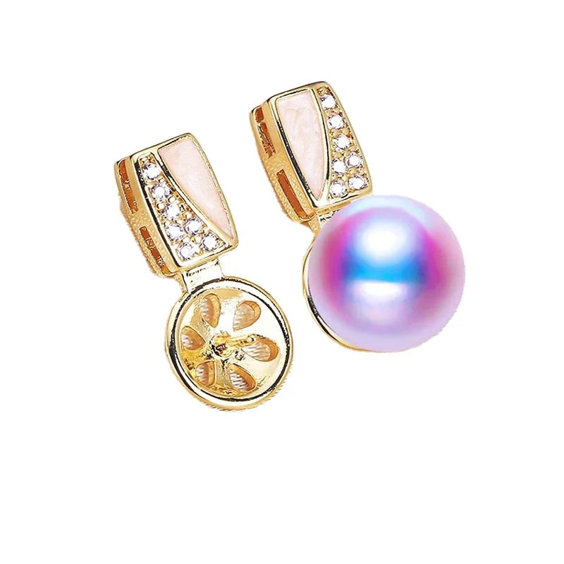 Wholesale Pearl Earrings Mountings Flower Design Ear Hook Mounts Whole Body Gold Plating No.72