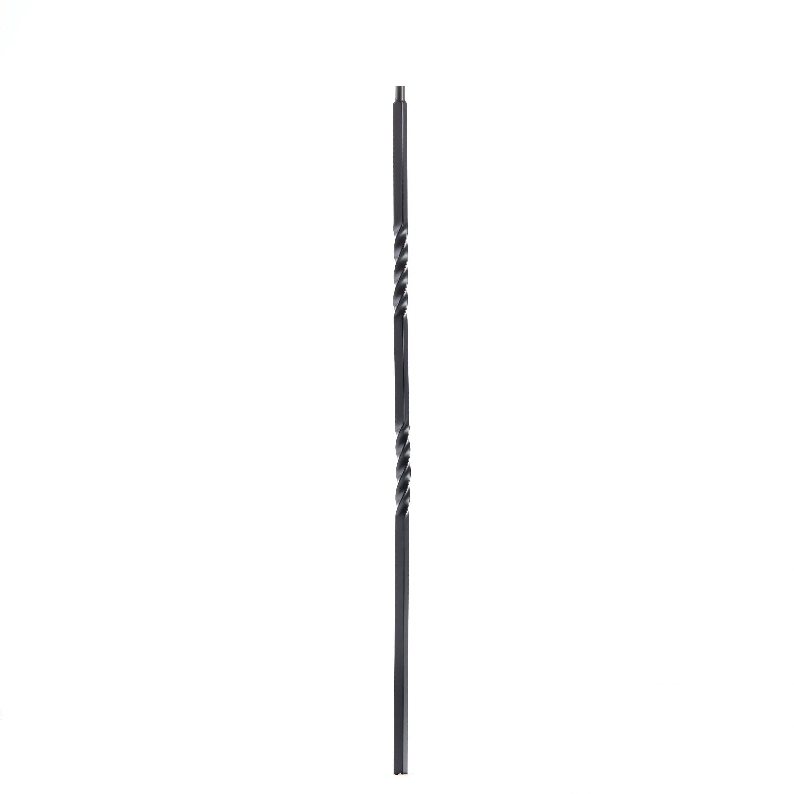 Modern Indoor Wrought Iron Double Twist Baluster Stair Railing with Satin Black Finish and Lifetime Warranty
