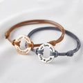 Stainless Steel Engrave Coin Charm Leather Cord Adjustable Engraved Ayatul Kursi Bracelet Jewelry for Laser Engraving