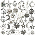 AA016206 Antique Silver Sun Moon Stars Charms Pendants for Jewelry Findings Making Accessory