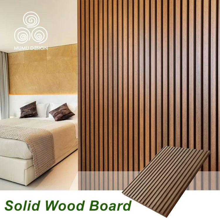 MUMU 3D Groove Wave MDF Wooden Decor Wall Cladding Sheet Wood Wall Panels for Building Boards Decorative
