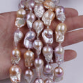 18cm a Big Baroque Pearl Strand Natural pink Purple Color Real Fresh Water Fireball Pearl Strand for Jewelry Making