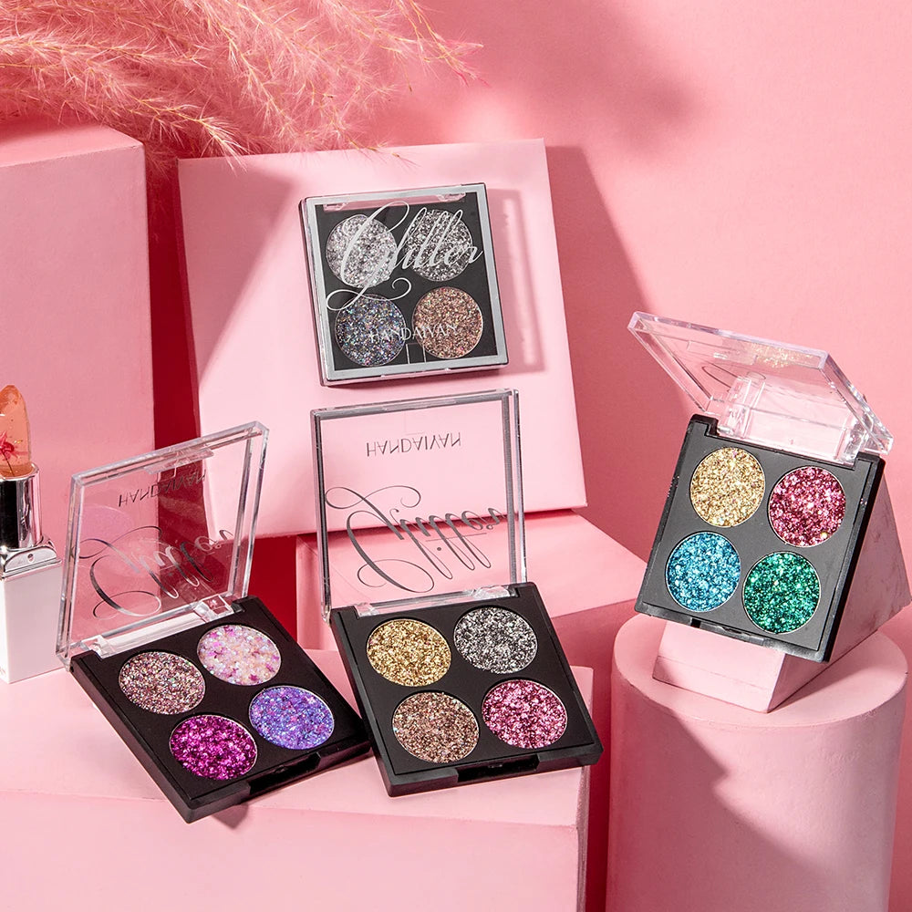 HANDAIYAN Eyeshadow Vendor Your logo Four Color Custom Eye Shadow Pallet Maquillage Makeup Eyeshadow Palette with Full Makeup