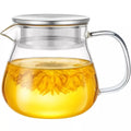 15oz Cold Brew Glass Coffee Pot Clear High Borosilicate Teapot Heat Resistant Glass Tea Pot With Stainless Steel Filter Lid