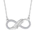 Custom Rhodium Plated Leaf Infinity Necklace Cubic Zirconia Feather 925 Sterling Silver Infinity Necklace for Women