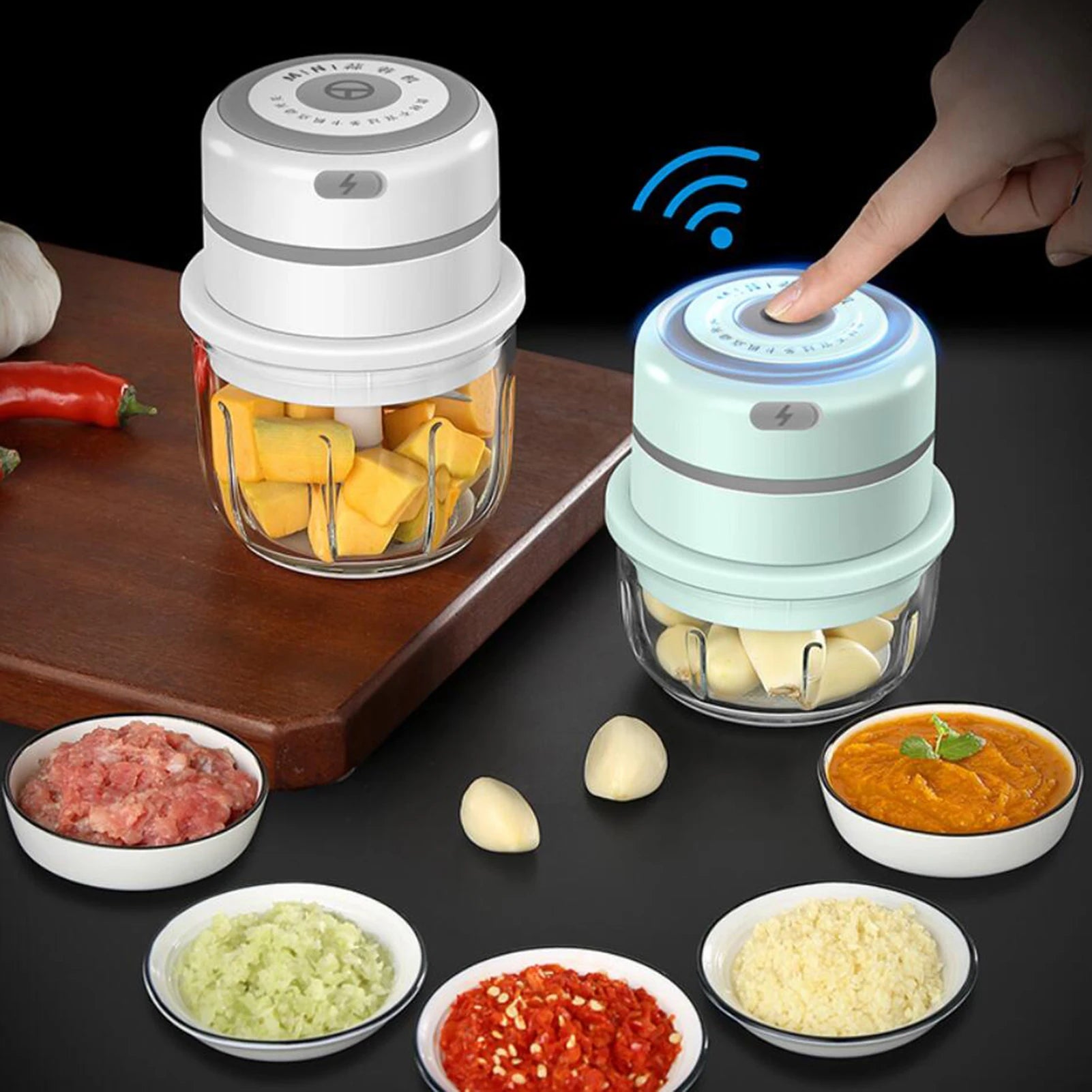 Epsilon Csutom Multi Purpose Portable Wireless Vegetable Ginger Slicer Mini Electric Garlic Chopper