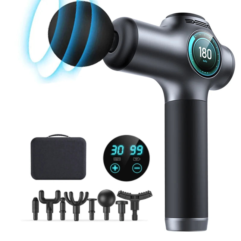 Custom 30-Speed Handheld Electric Muscle Massager LCD Screen Deep Tissue Percussion Body Massage Gun