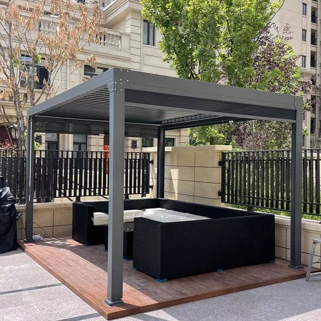 Outdoor Motorised Adjustable Patio Aluminum Louvered Roof Gazebo Pergola Auvent Electric Awning Patio