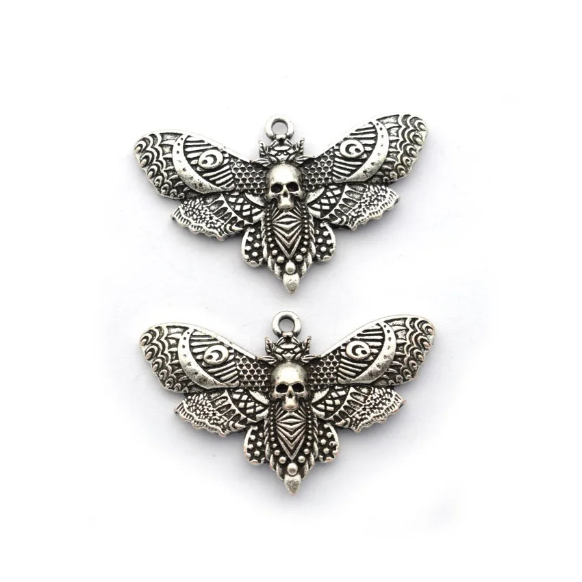 Wiccan Death Skull Moth Charm Witchcraft Gothic Insect Butterfly Pendant Fashion DIY Jewelry Accessories