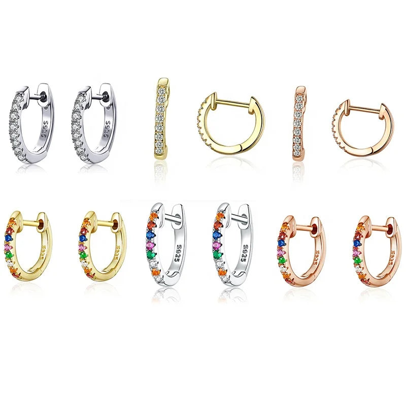 Factory Hot Sale 925 Sterling Silver & Gold Color Small Circle Hoop Earrings for Women Birthday Simple Noble Jewelry Gift