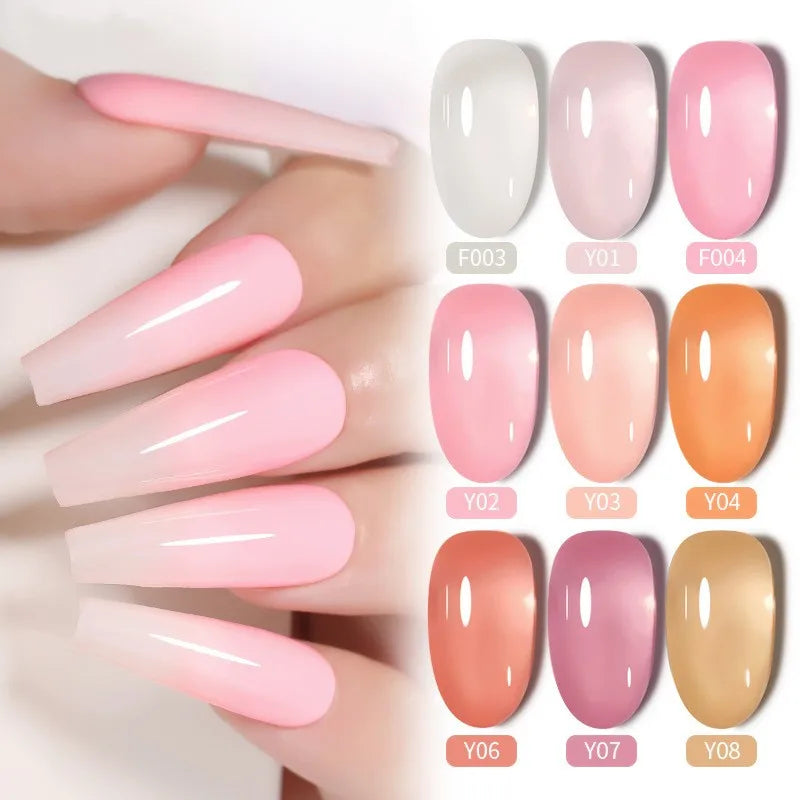 2025 New Spring Varnish Ice Jelly Gel Nail Polish 10 Colors Including Red Pink Nude Gel Polish Kit UV LED Soak Off Nail Polish