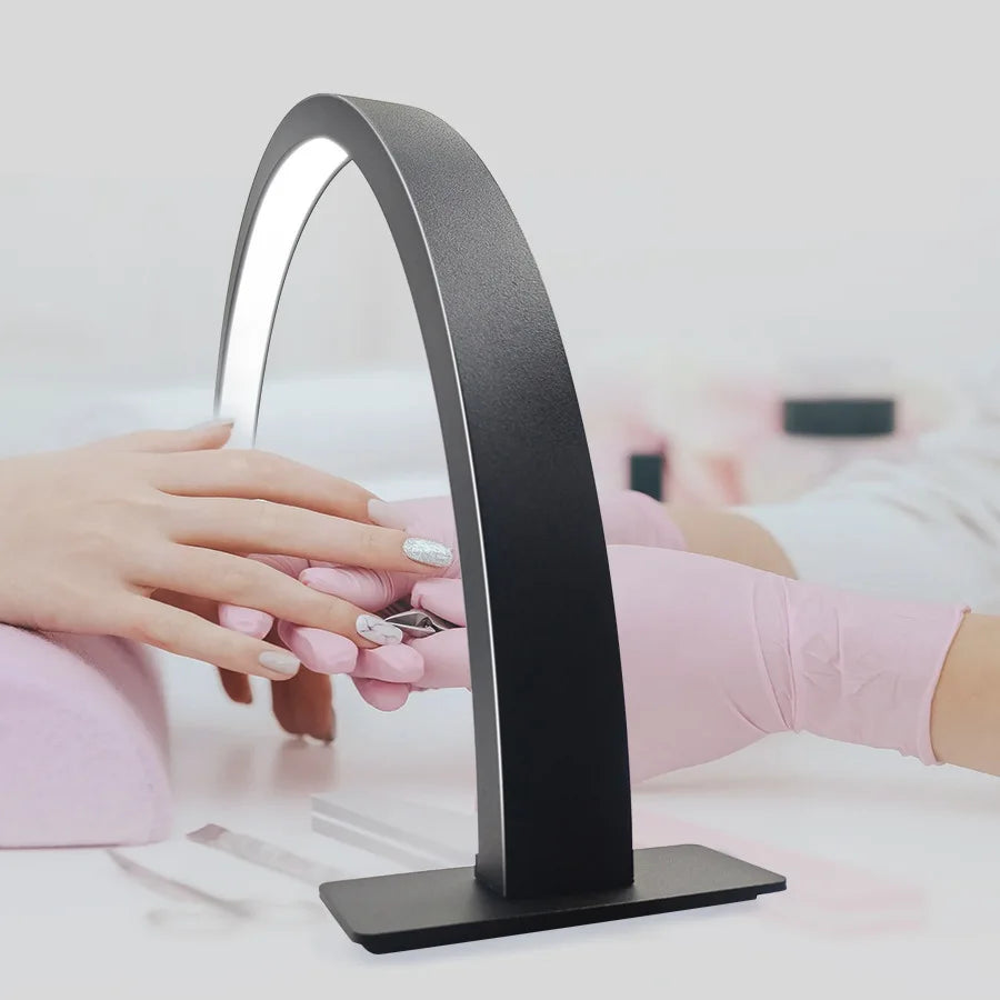 Pinky leem New Custom Logo Clip on Eyelash Light 16 Inch Led Half Moon Lamp for Lash Extension Desk