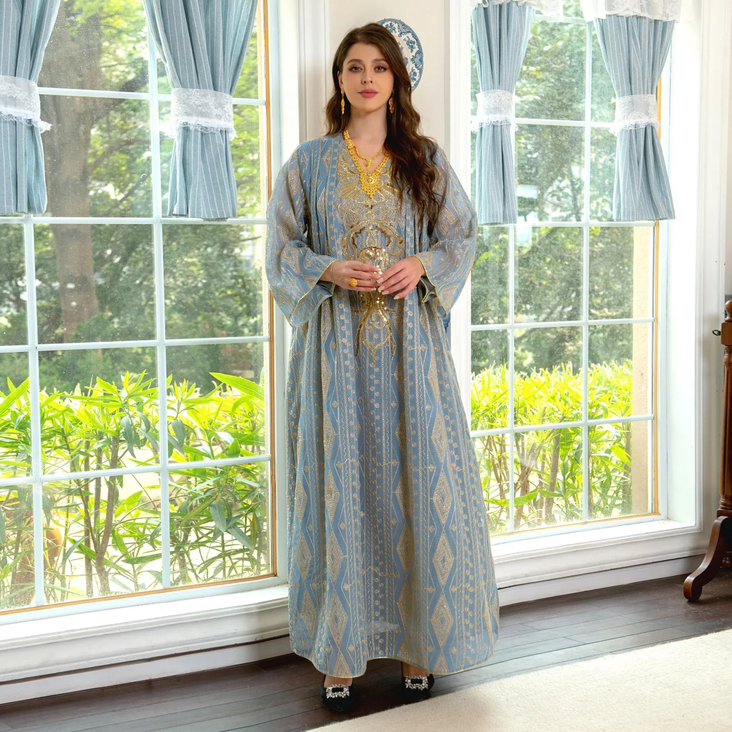 Custom Muslim Saudi Dubai Evening Gowns Maxi Dress Jalabiya Ramadan East Arab Embroidered Dress for Women