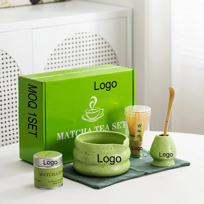 Custom Logo 6PCS Matcha Essential Kit Ceramic Chawan Matcha Bowl Whisk Power Jar Set Matcha Set MegaBDM