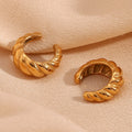 Waterproof Jewelry Croissant Hollow Out Gold Plated Clip on Earrings Tarnish Free Jewelry