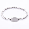 Custom Fashion Designers Oval Plate Charm Beaded Silver Bead Jewelry Bracelets for Women Men