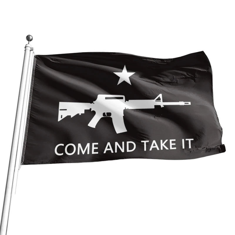 3X5FT Best Price Good Quality 100D Polyester Digital Printing Black Come and Take It Flags