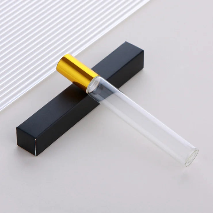 Refill Empty Roll on Glass Bottle 10ml Small Thin Oil Cosmetic Container Perfume Bottle Roller with Box