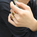 Chris April in Stock Fashion Jewelry PVD Gold Plated 316L Stainless Steel Hand Craft Band Ring