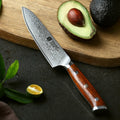 5 Inch Professional Kitchen Cutting Utility Knife High Carbon Damascus Steel Rosewood Handle