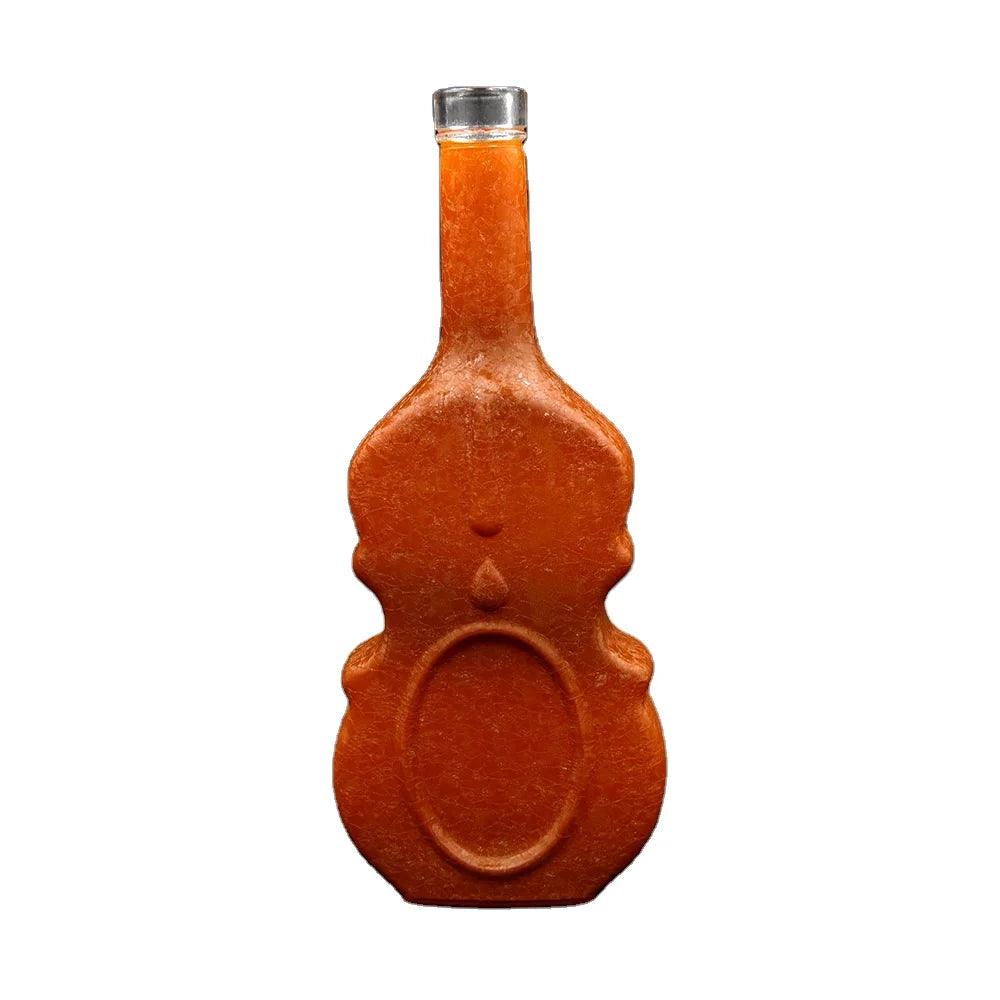 Luxury Unique Shape Violin Shape Guitar Shaped Liquor Glass Bottle Gum Brandy with Cork Stopper 750ml 500ml with the Custom logo