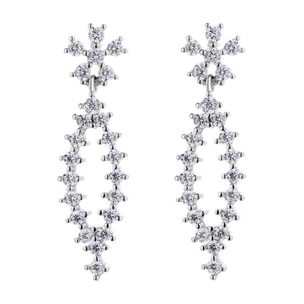 Sterling Silver 925 Snowflake  Hexagonal Star Universal Design Earrings FashionHanging Earrings 2021