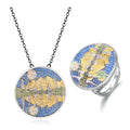 C8195 Abiding Fine Jewelry Custom Natural Inspired Reflection Designs Sterling Silver Natural African Opal Jewellery Set