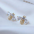 S925 Silver NeedleSmall Cute Earrings  Small Fresh Full Diamond Flower Pearl  Bee Earrings Ladies Earrings Women Jewelry