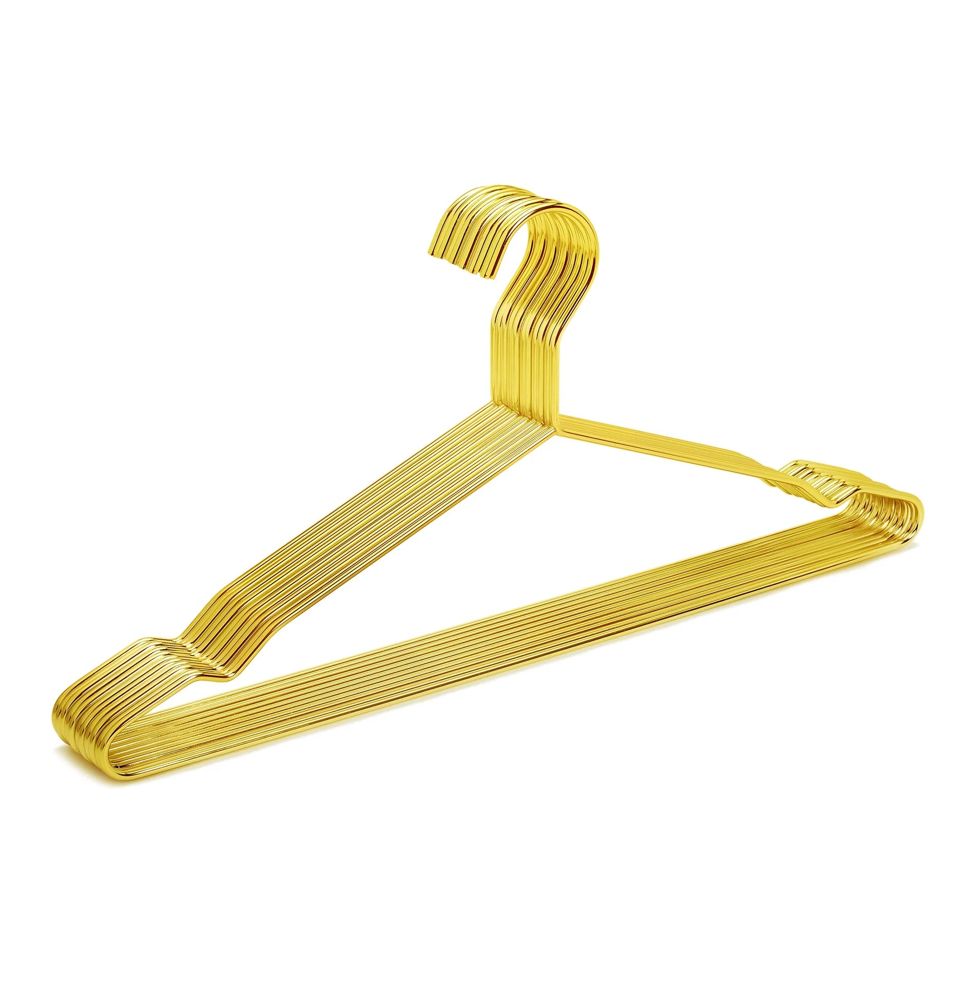 Space Saving Fashion Shiny Gold Metal Clothes Hangers for Shirt Blouse Dress Coat Suit