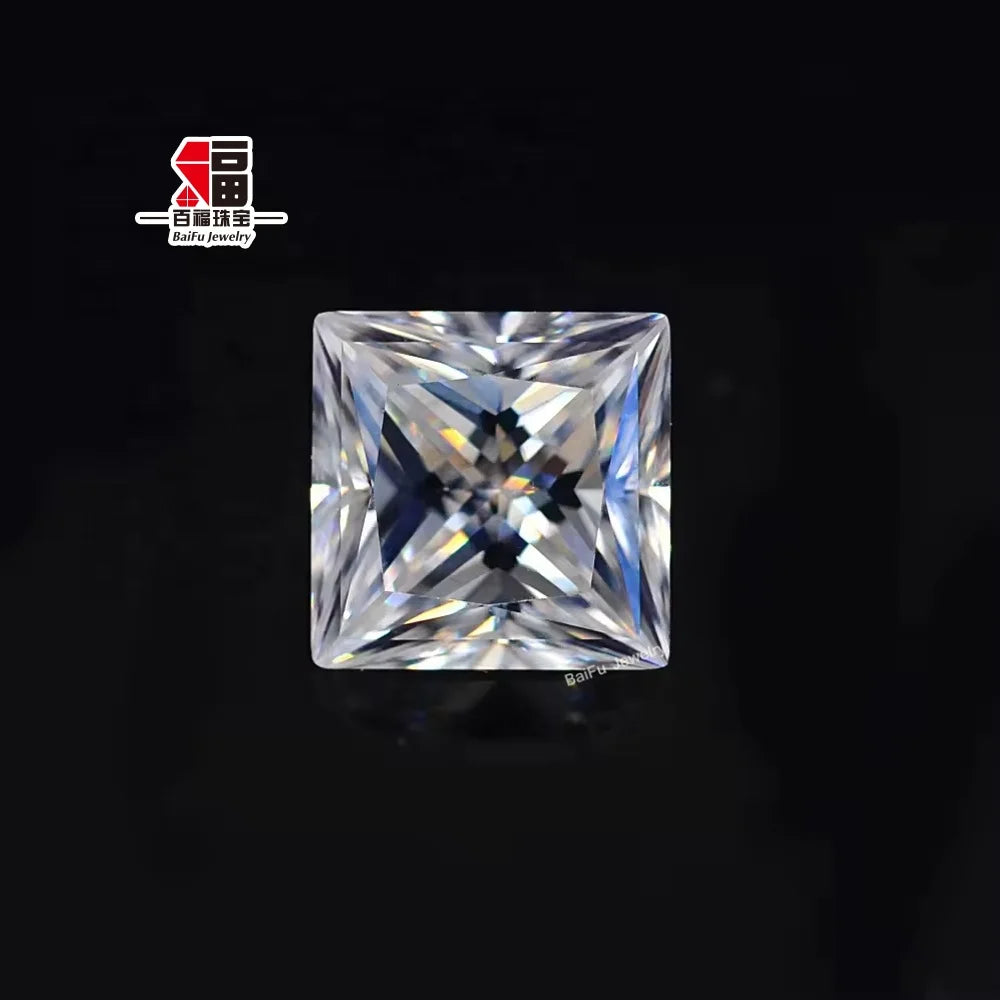 Baifu Jewelry Top Clarity VVS DEF White Square Princess Cut Moissanites