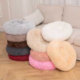 Free Sample Custom Waterproof Washable Best Round Long Faux Fur Removable Non-slip Pet Bed Manufacturer Cat Dog Bed
