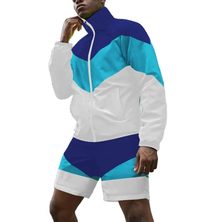 Custom Logo Men Jacket and Shorts Sweat Suit Summer Set Windbreaker Suit Boys Outfits Clothing Set Men's Shorts Tracksuit
