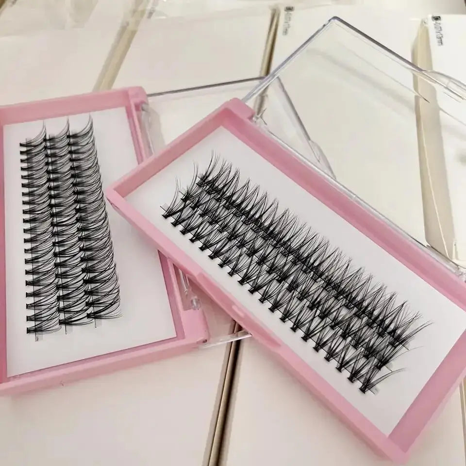 Wholesale DIY Eyelash Extensions Kit with Private Label Individual Lash Sealant and Bond Logo Mink Cluster Lashes
