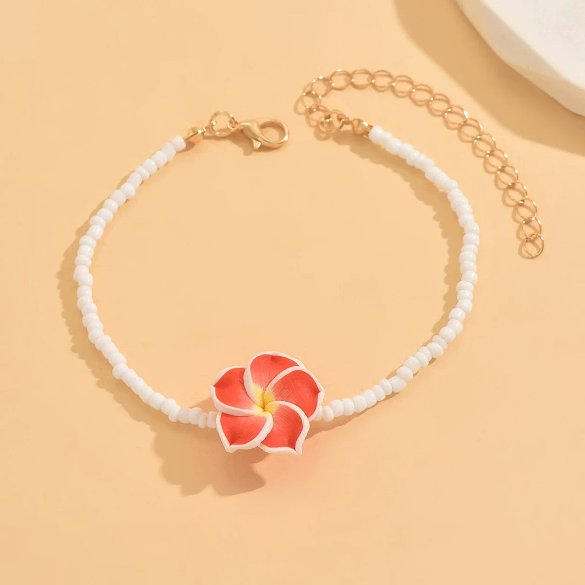 Summer Beach Soft Ceramic Flower Glass Rice Bead Foot Chain Sweet Handmade Beaded Foot Accessories Wholesale N25601