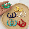 Summer Bohemian Statement Circle Hoop Clay Earrings Heishi Beaded Earrings Colorful Polymer Clay Beaded Hoop Earrings for Women