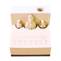 Chinese Buddhism Bodhisattva 3D Memo Pad Desktop Decor Lighted Paper Cut Art Cube 3D Notes Block With Calendar Sheets